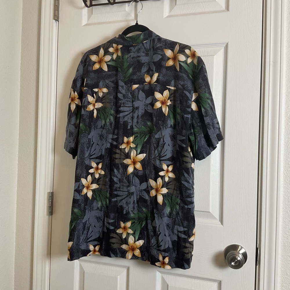 Vintage 90s Island Shores Floral Hawaiian Shirt XL Rayon Tropical Plumeria - Picture 8 of 9